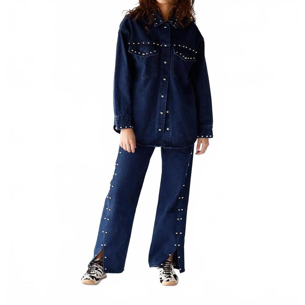 NEW MOON RIVER studded & stunning denim jacket in blue